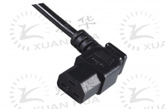 IEC60320 C21三芯横孔弯头90度15A品字尾连接插头电源线
