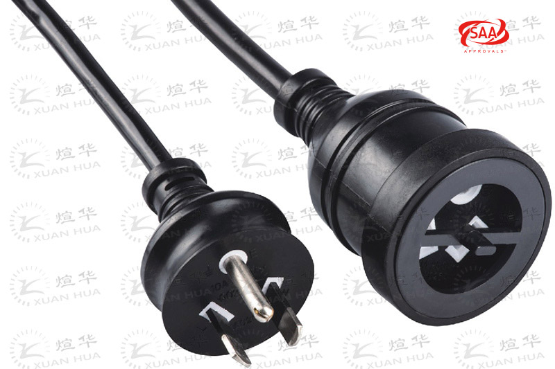 澳大利亚SAA认证AS/NZS3112安规标准接地圆针10A插头插座AC电源延长线